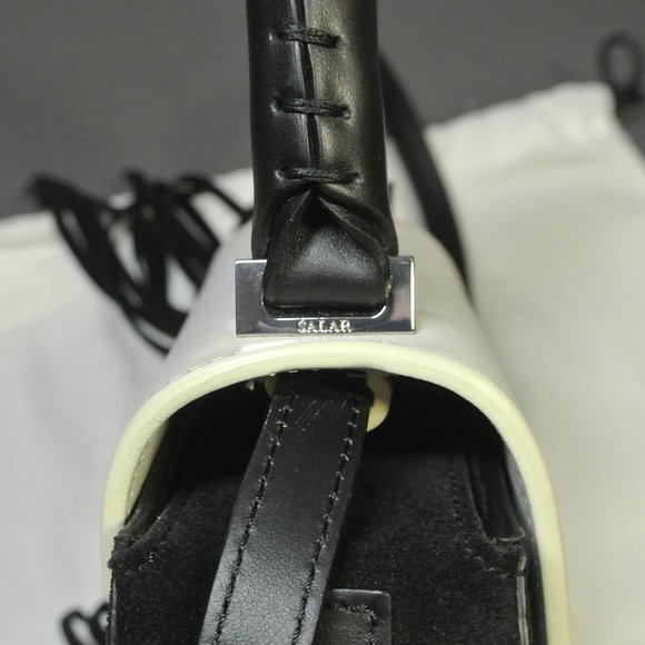 SALAR MILANO MIMI STAR FRINGE BAG, BLACK SUEDE WHITE CALFSKIN Rare COLOR COMBO - Picture 11 of 14